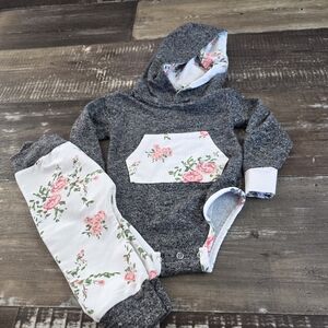 Floral Hooded Baby Outfit